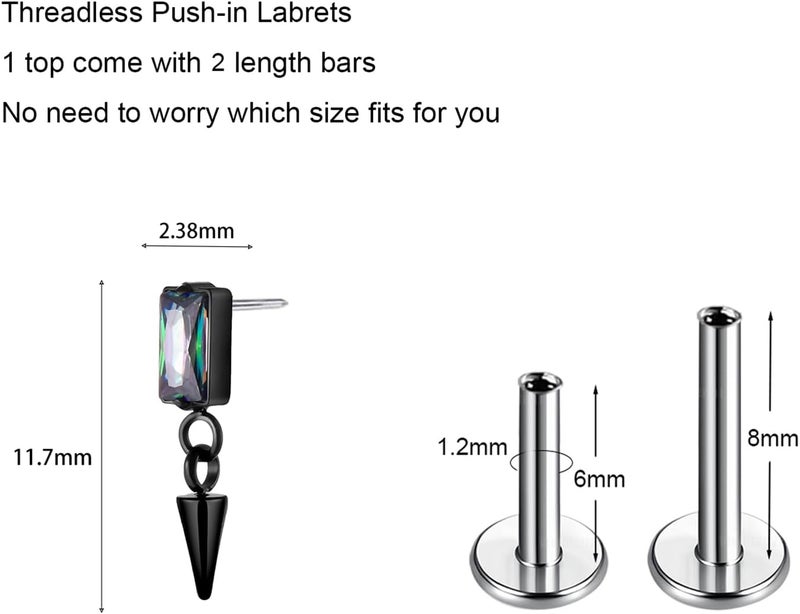 TOMIDES 1Pcs G23 Titanium Flat Back Earrings Studs 16g F136 Implant Grade Titanium Labrets Press Fit Threadless Push In Dainty Cartilage Helix Conch Lobe Lip Tragus Piercing Jewelry - Image 2